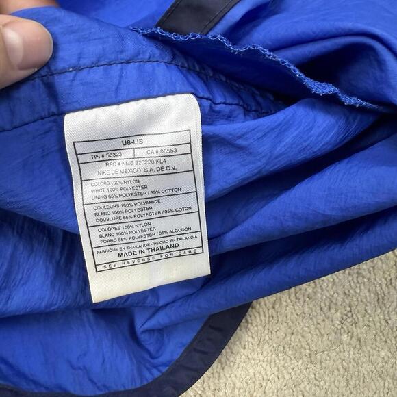 Vintage 90s Nike Pullover Windbreaker Jacket Blue Black Trim Big Pocket XL Y2K - Picture 8 of 12